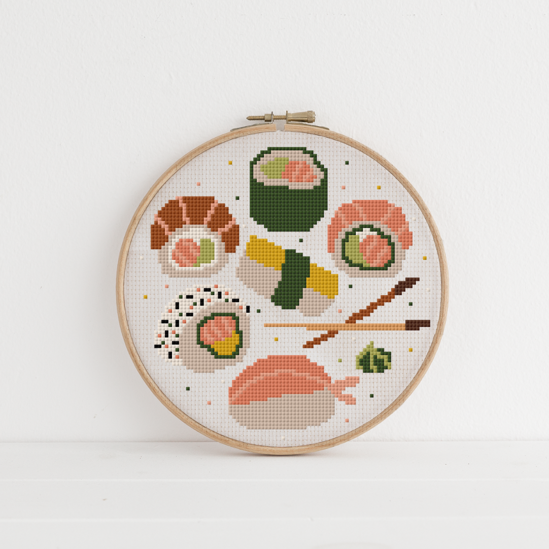 Sushi Cross Stitch Pattern PDF - Nigiri Sushi Kreuzstich-Vorlage Japan