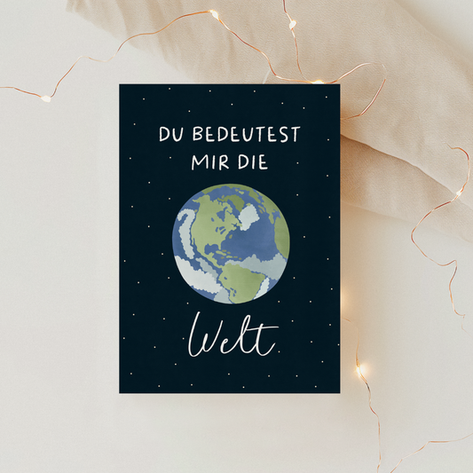Postkarte Valentinstag "Du bedeutest mir die Welt" - Karte Liebe Partner Jahrestag & Hochzeitstag