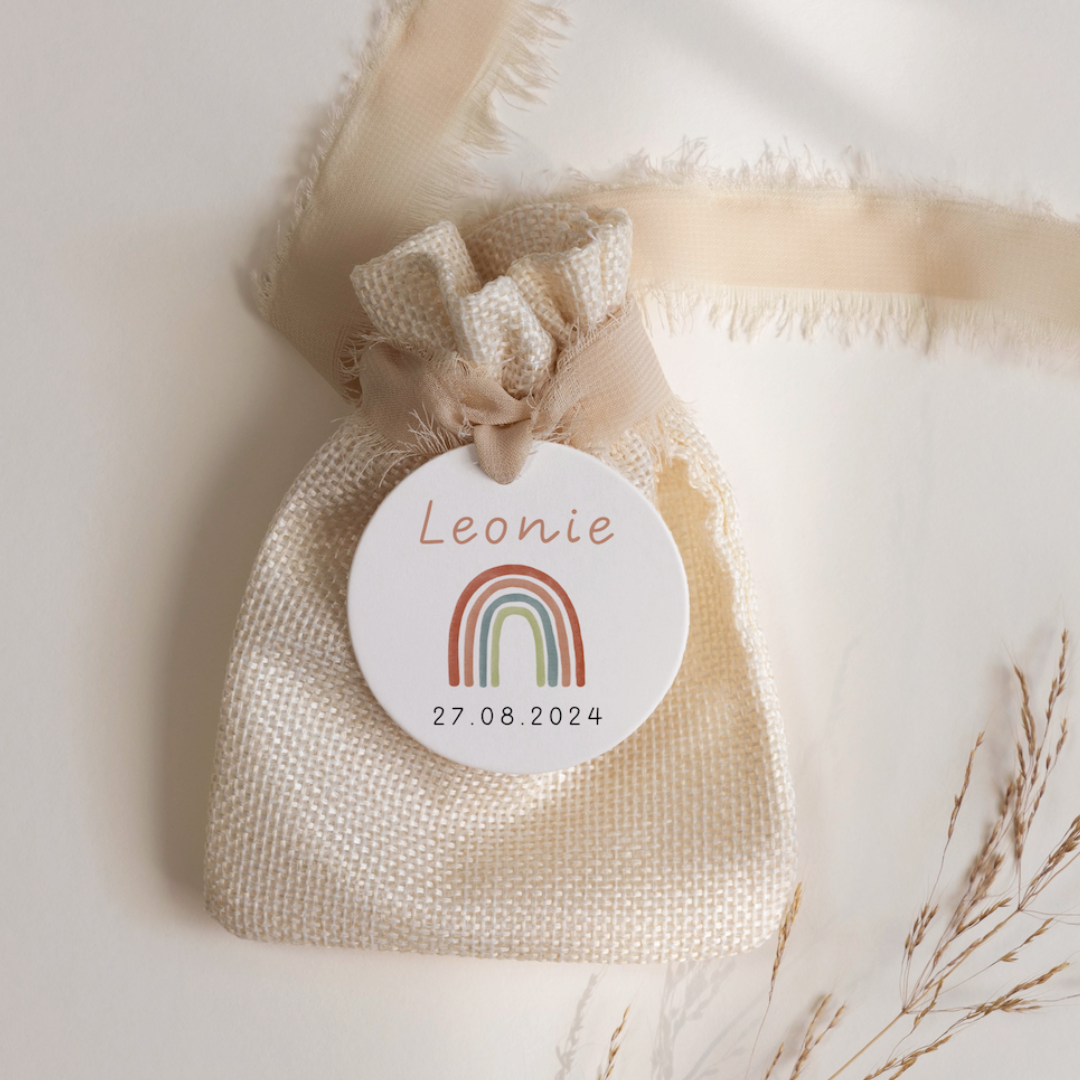 Gift tag birth / baptism rainbow - LEO 003