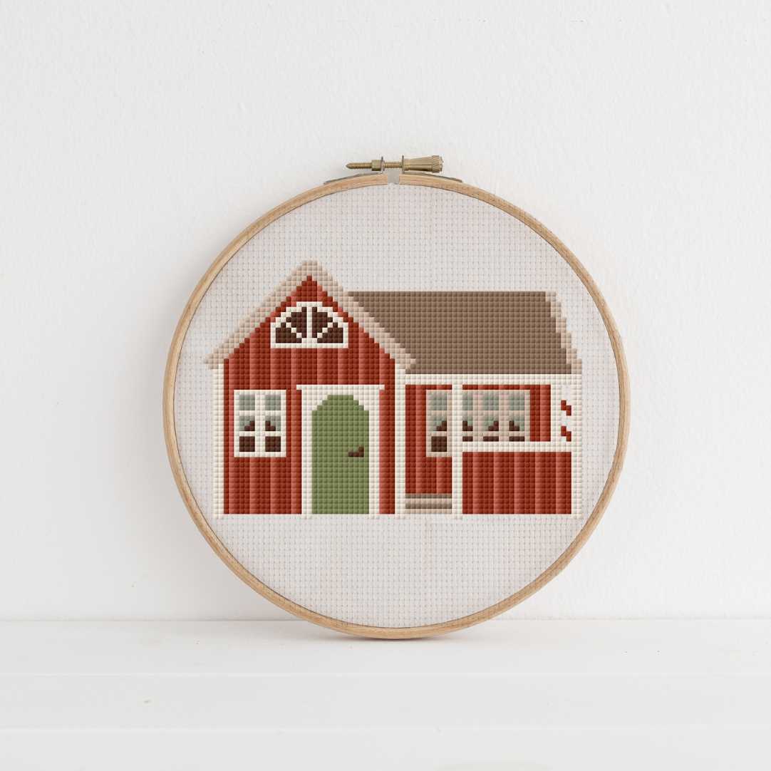 Schweden Haus Cross Stitch Pattern PDF - Schweden Kreuzstich-Vorlage Skandinavien DIY