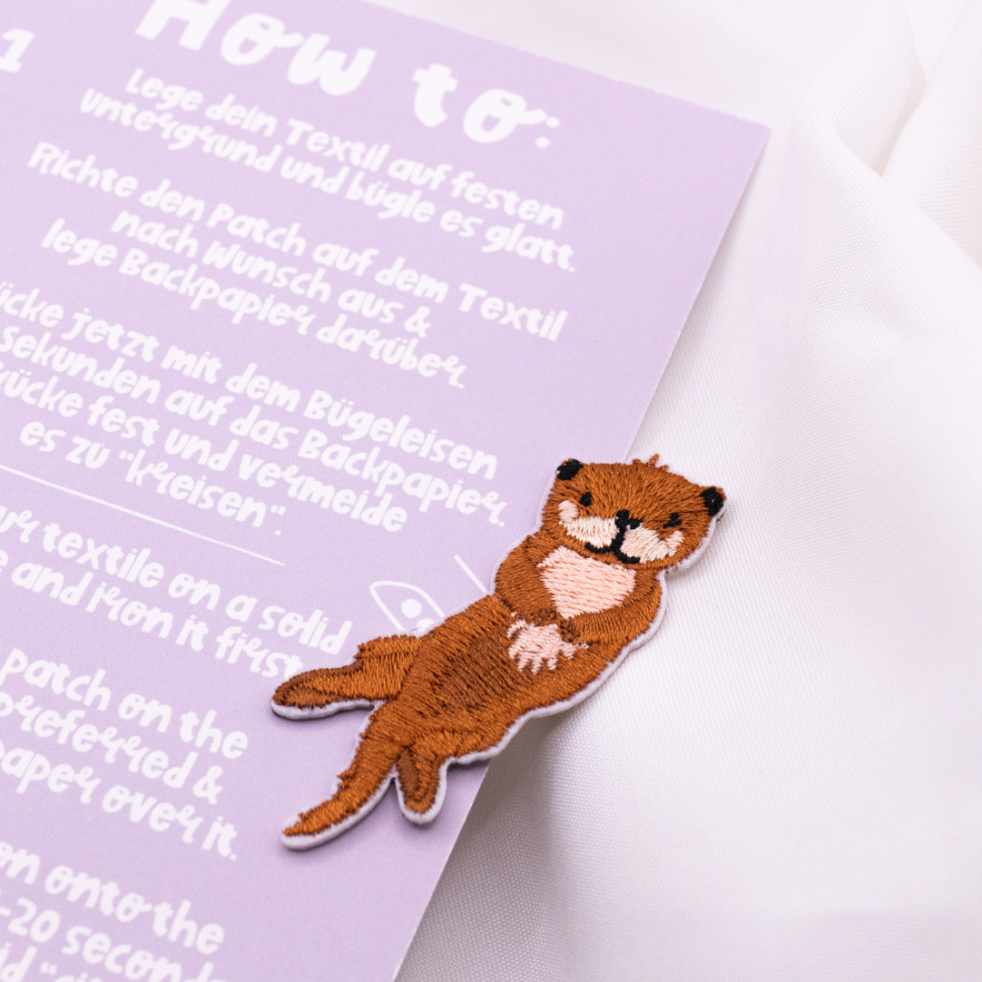 Patch Otter Aufnäher Süßer Tierpatch Shirt bedrucken - Kinder Geschenk Shirt verzieren Iron On Patch Ottergeschenk