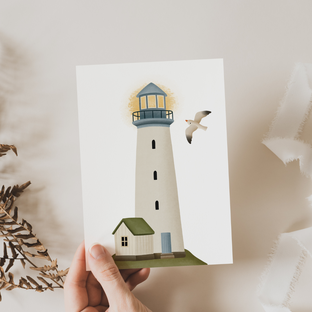 Postkarte Leuchtturm Nordsee Meer Reise - Postkarte Norwegen Karte Ozean