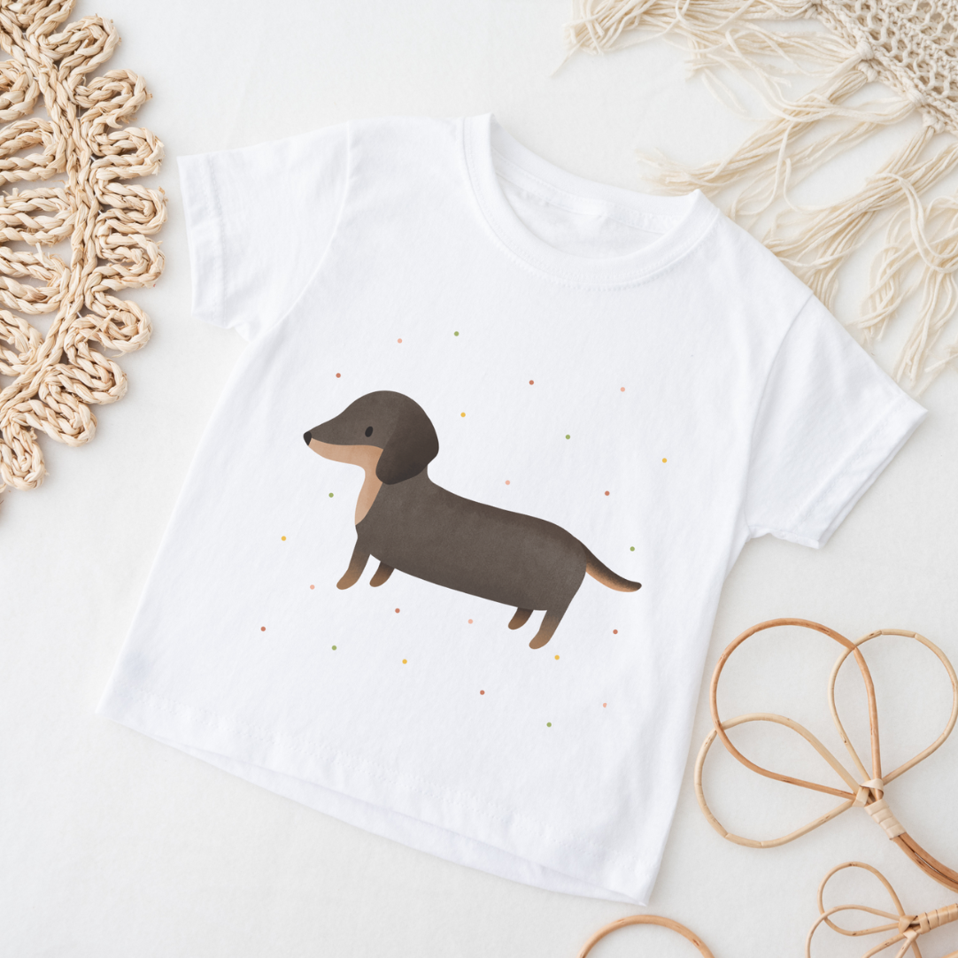 Kinder T-Shirt Dackel BIOBAUMWOLLE - Niedliches Hunde Shirt für Kinder - Kindershirt