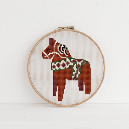 Dala Pferd Cross Stitch Pattern PDF - Schweden Kreuzstich-Vorlage Skandinavien DIY