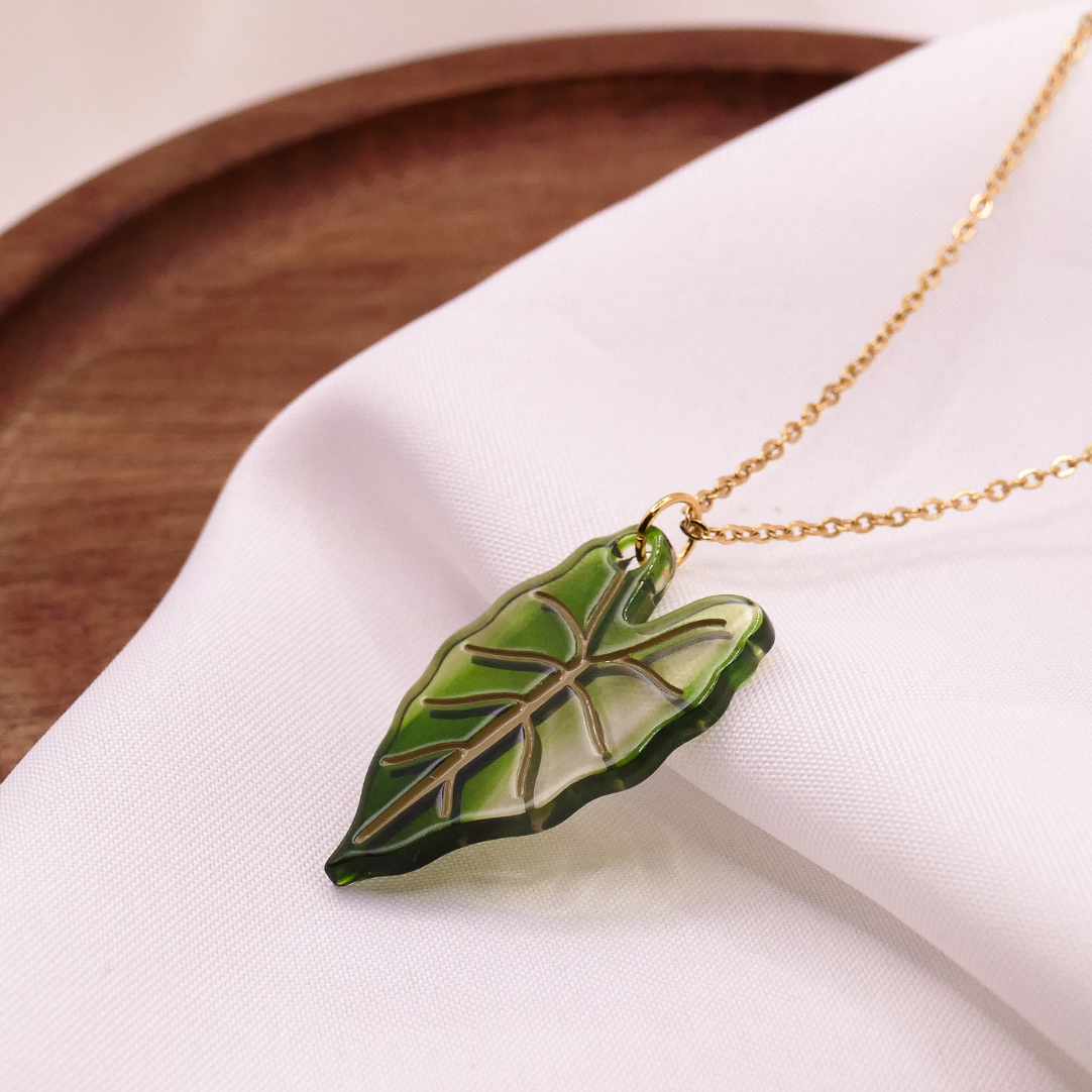 Halskette Zimmerpflanze Begonie - Kette 18k vergoldet allergikerfreundlich Monstera Blatt Anhänger