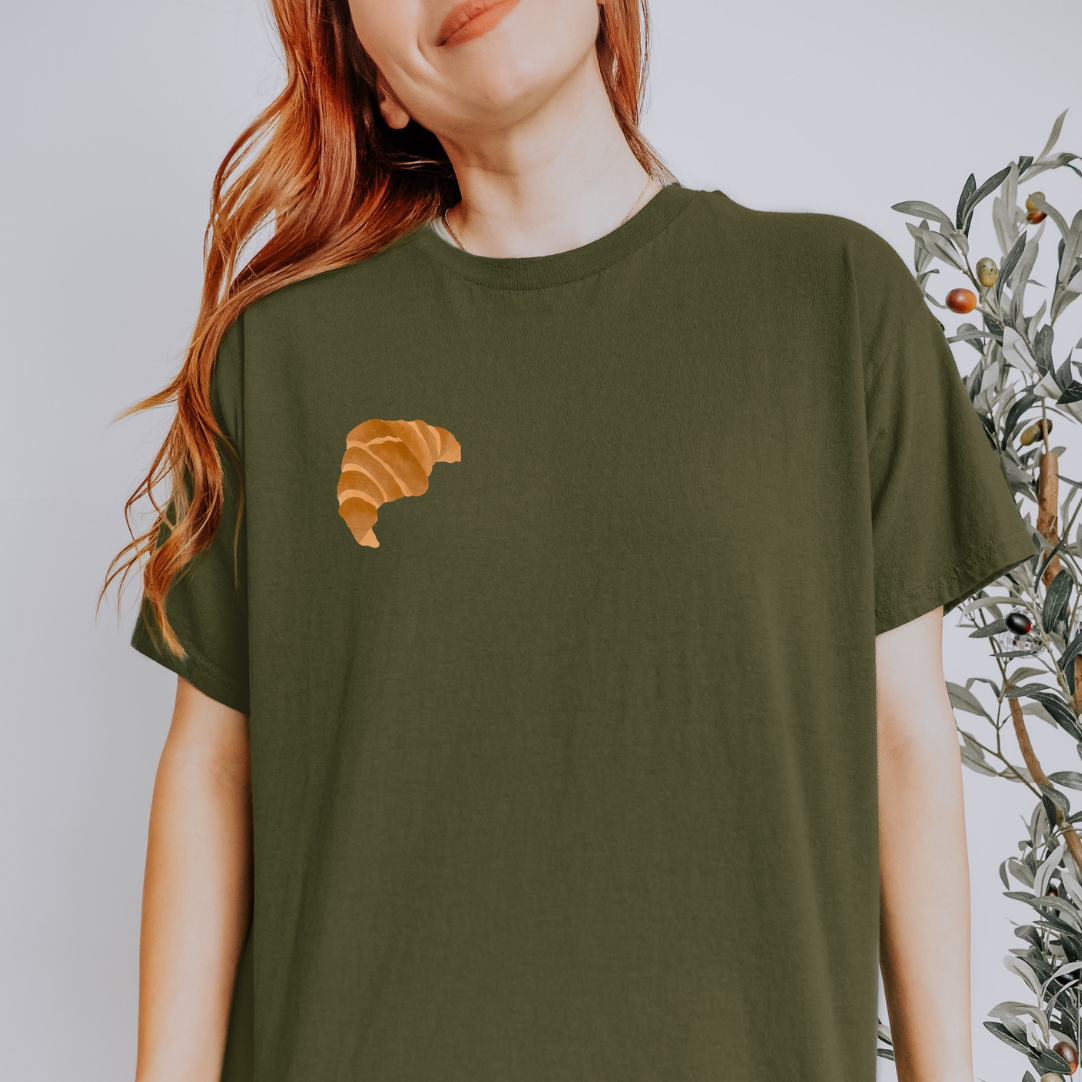 T-Shirt Croissant Gebäck - BIOBAUMWOLLE Süßes Croissant Shirt Geschenk