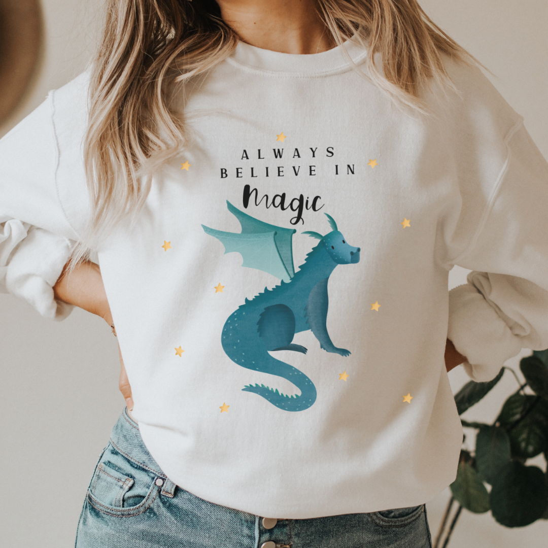 Pullover Drache Fantasie - Booklover Believe in Magic Sweater