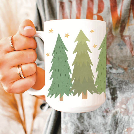 Tasse Weihnachten Tannenbäume - Cottagecore Kaffeetasse Winterwald