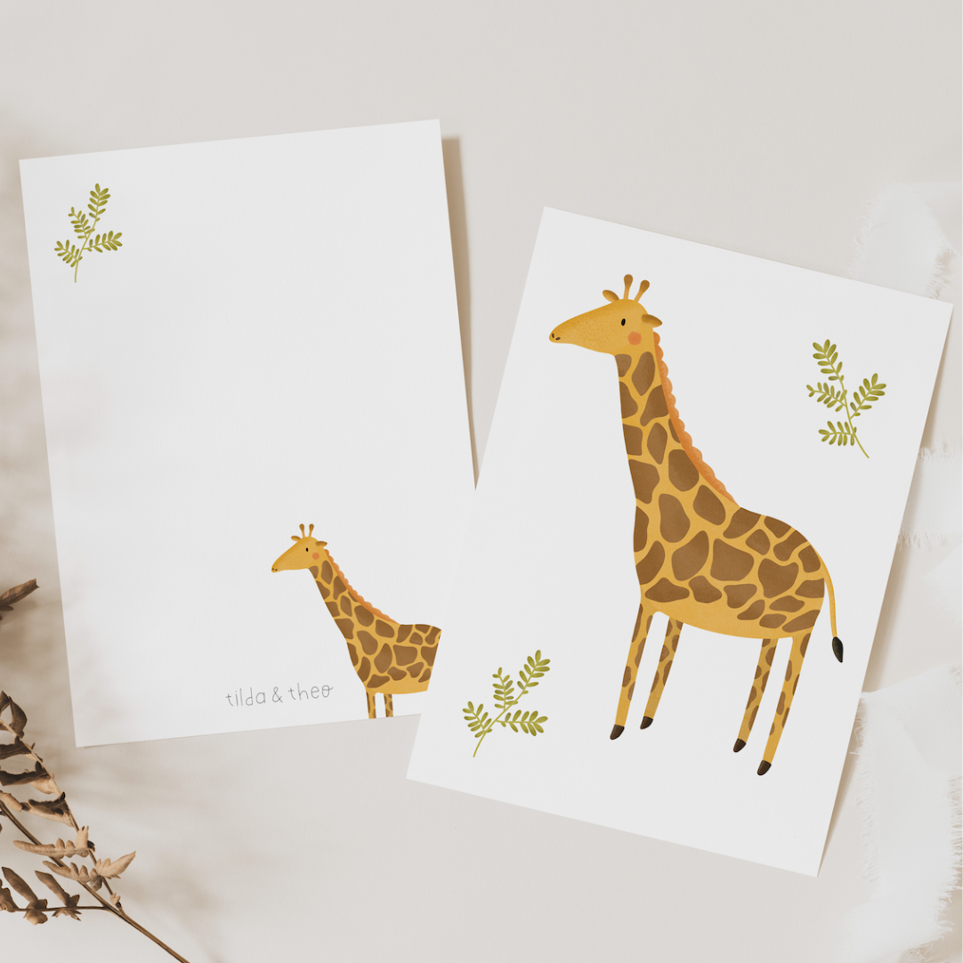 Postkarte Giraffe A6 Postkarte Kinder - Tiere Glückwünsche Geburtstag