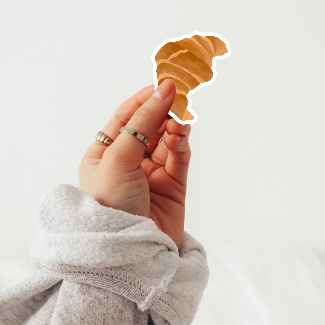 Sticker Croissant Frühstück Bäckerei Vinyl Aufkleber - croissant breakfast sticker - Aufkleber Wasserflasche