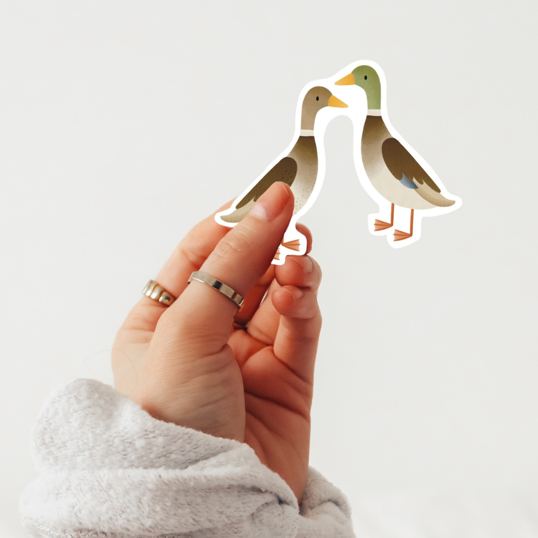 Sticker Laufenten Vinyl Aufkleber Gänse - Enten Pärchen Sticker Aufkleber Wasserflasche
