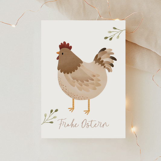 Postkarte Huhn Ostern Karte Henne - Osterkarte Hühner schlicht - Geschenkverpackung Frühling Ostern
