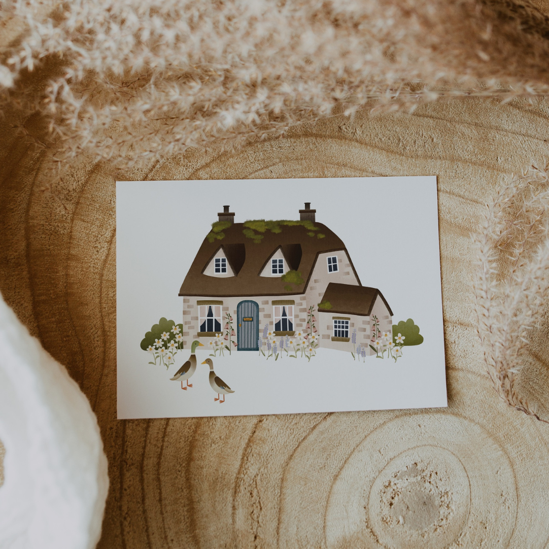 Postkarte Cottage Laufenten Haus Grußkarte Haus Einzug - Englisches Cottage