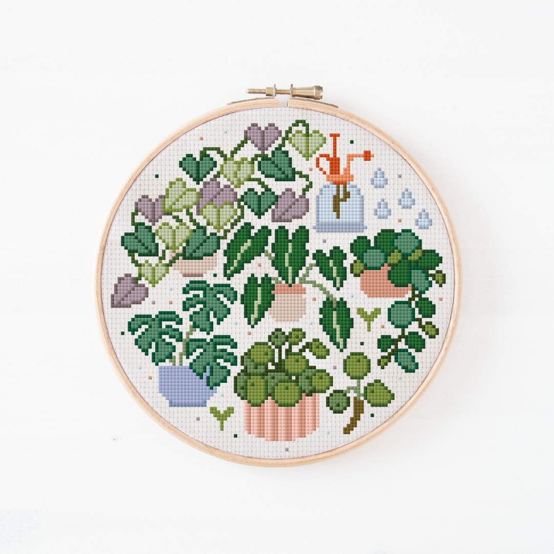 Cross Stitch Pattern Pflanzen PDF Plant Lover - Zimmerpflanzen Kreuzstich Vorlage - Stickvorlage Kreuzstich Motiv modern Monstera
