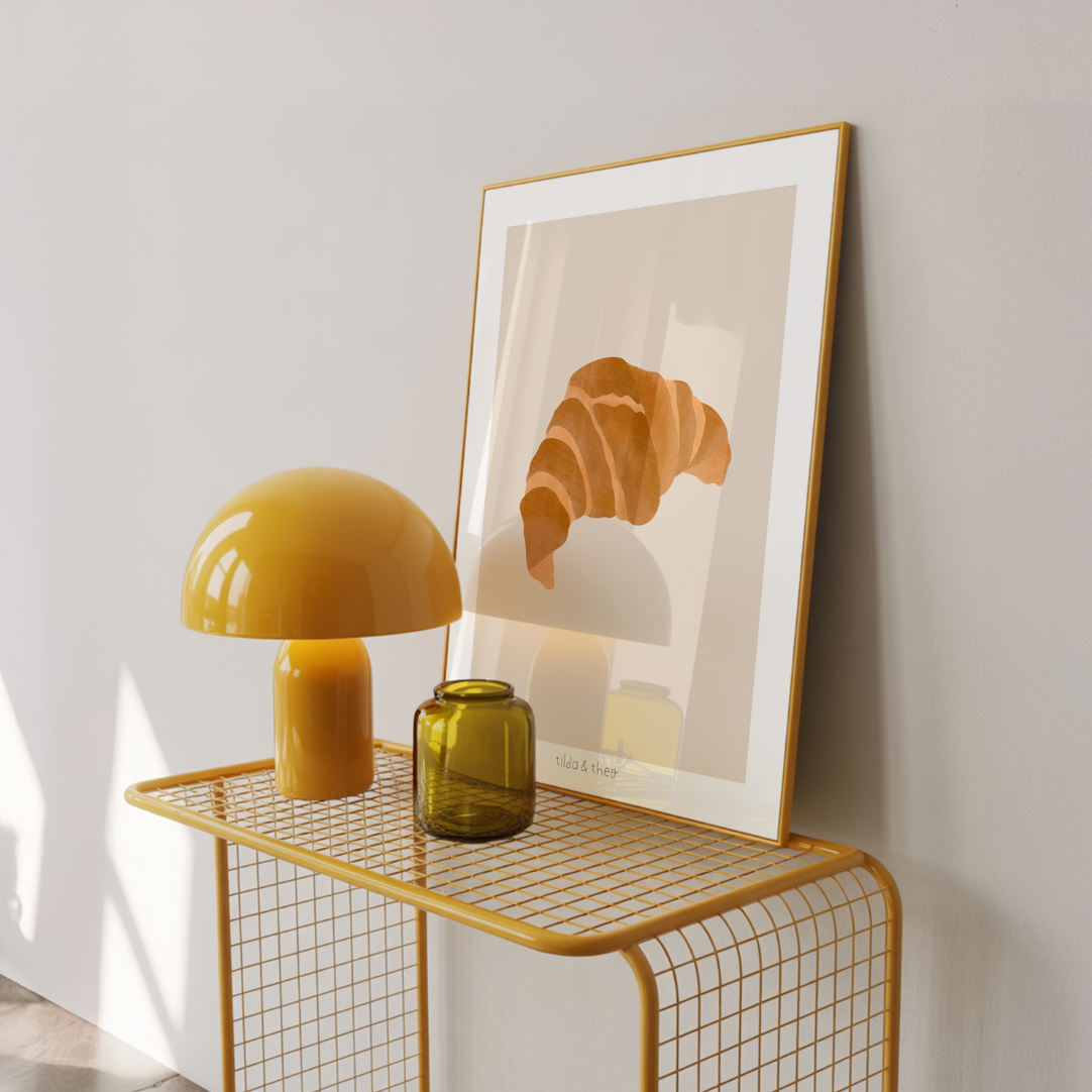 Poster Croissant schlicht Frühstück - Kunstdruck Croissant Muster Einzug Küche