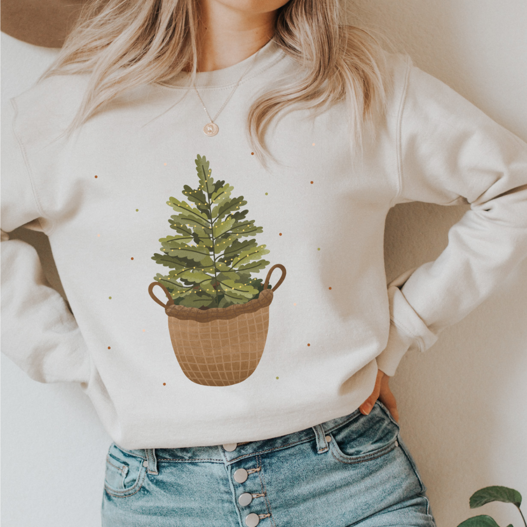 Pullover Weihnachtsbaum - Tanne im Korb Sweater