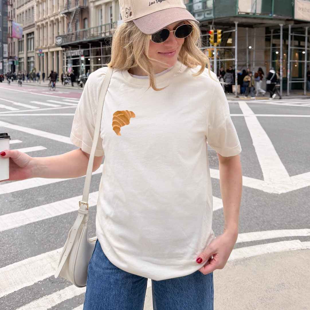 T-Shirt Croissant Gebäck - BIOBAUMWOLLE Süßes Croissant Shirt Geschenk