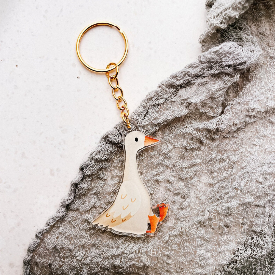 Keychain goose made of acrylic - gift moving in