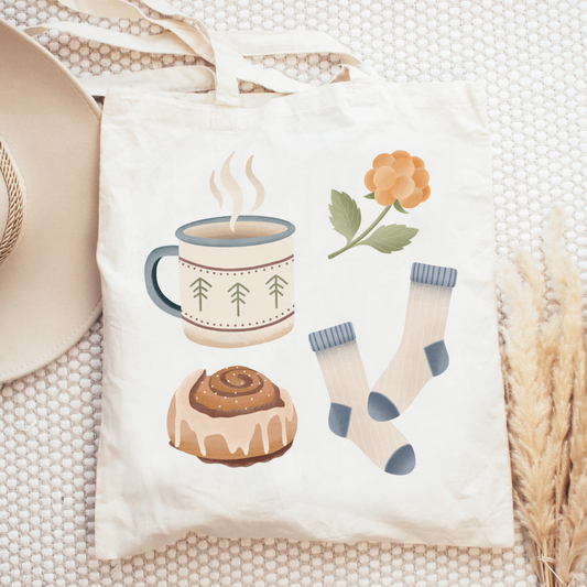 Stofftasche Herbst Hygge Skandi Jutebeutel Norden - Skandinavien Schweden - Geschenk gemütliche Jutetasche