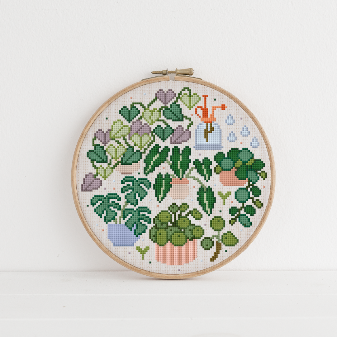 Cross Stitch Pattern Pflanzen PDF Plant Lover - Zimmerpflanzen Kreuzstich Vorlage - Stickvorlage Kreuzstich Motiv modern Monstera