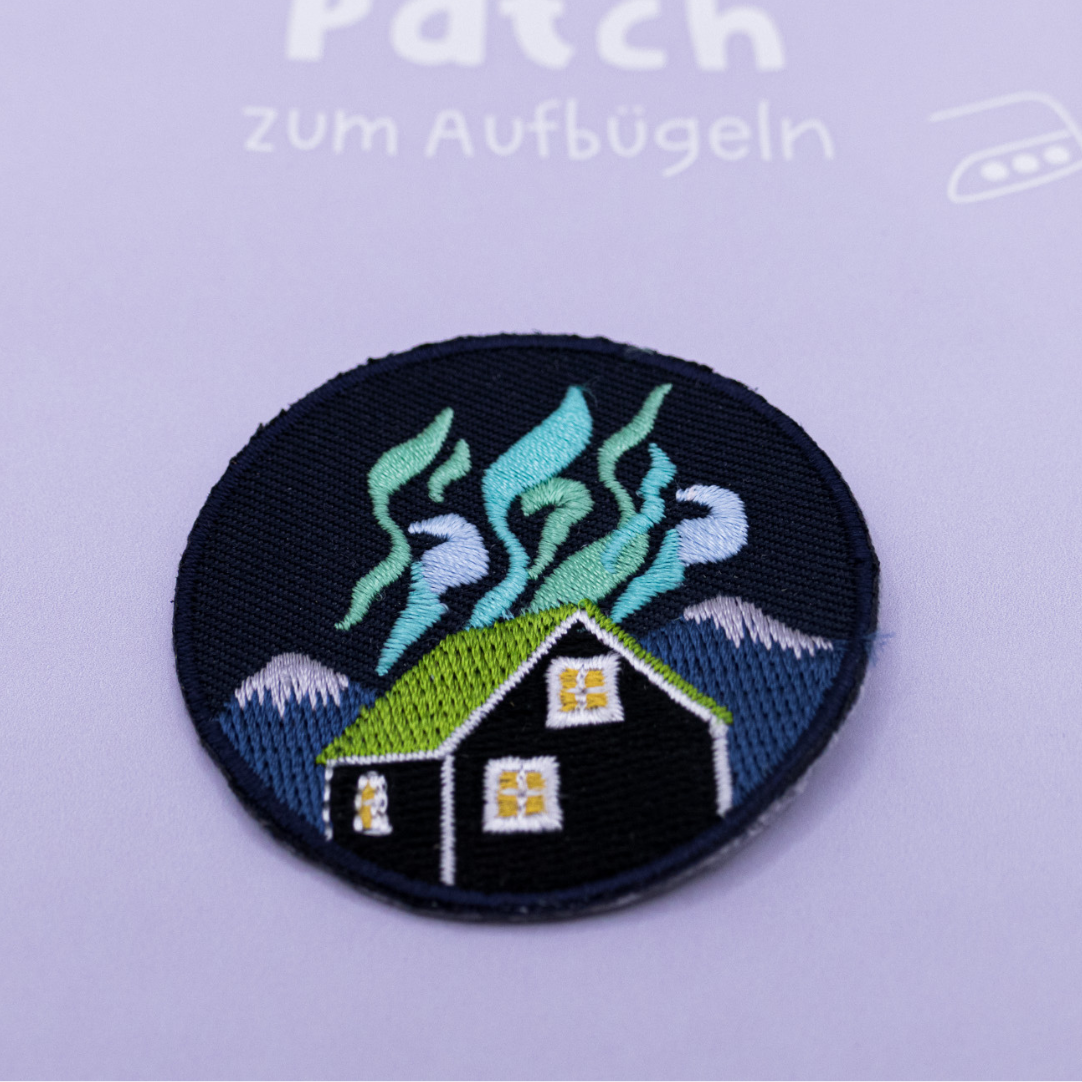 Patch Nordlichter Aufnäher Shirt Island Haus - Geschenk Shirt verzieren Iron On Patch Reise