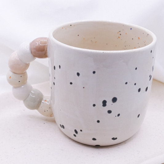 Tasse Sprenkel Bubble handbemalt unregelmäßige Tasse schwarz weiß