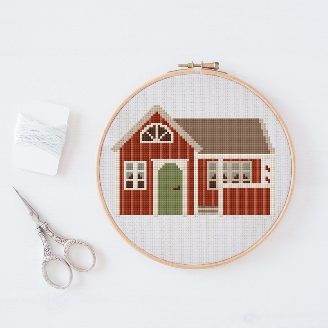 Schweden Haus Cross Stitch Pattern PDF - Schweden Kreuzstich-Vorlage Skandinavien DIY