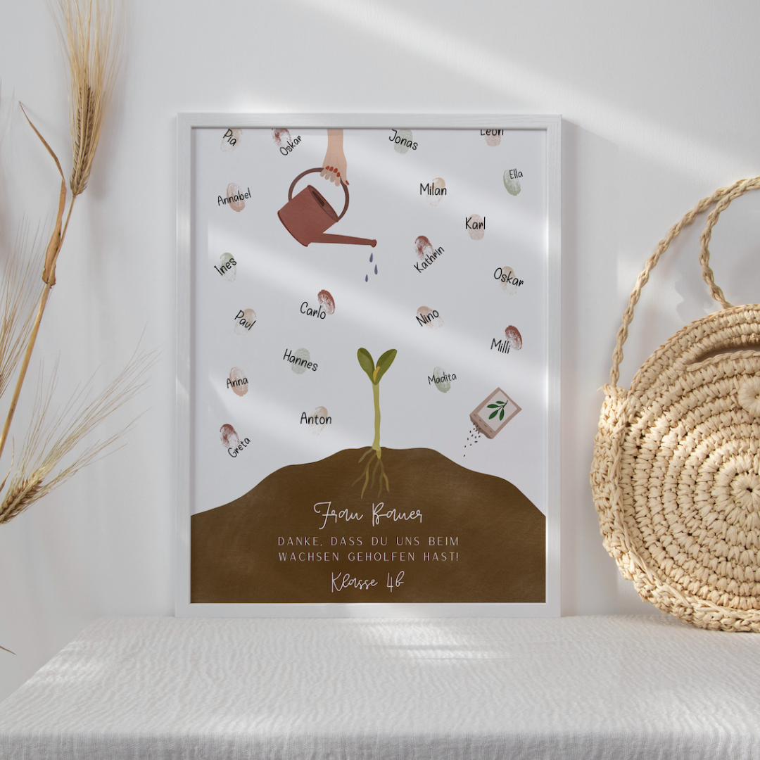 Farewell Gift Teacher Growing - Fingerprint Poster