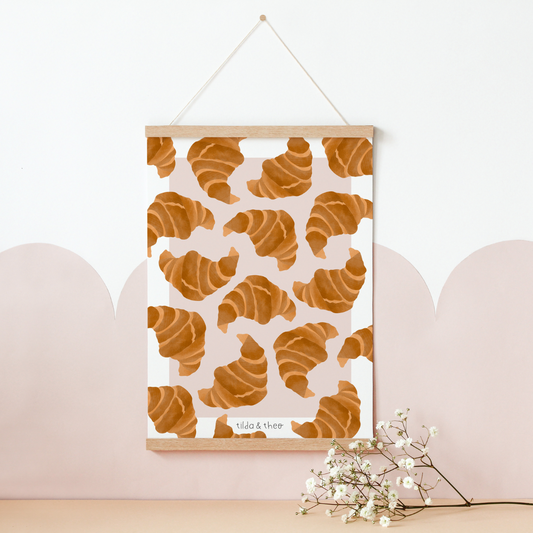 Poster Croissant Frühstück - Kunstdruck Croissant Muster Einzug Küche