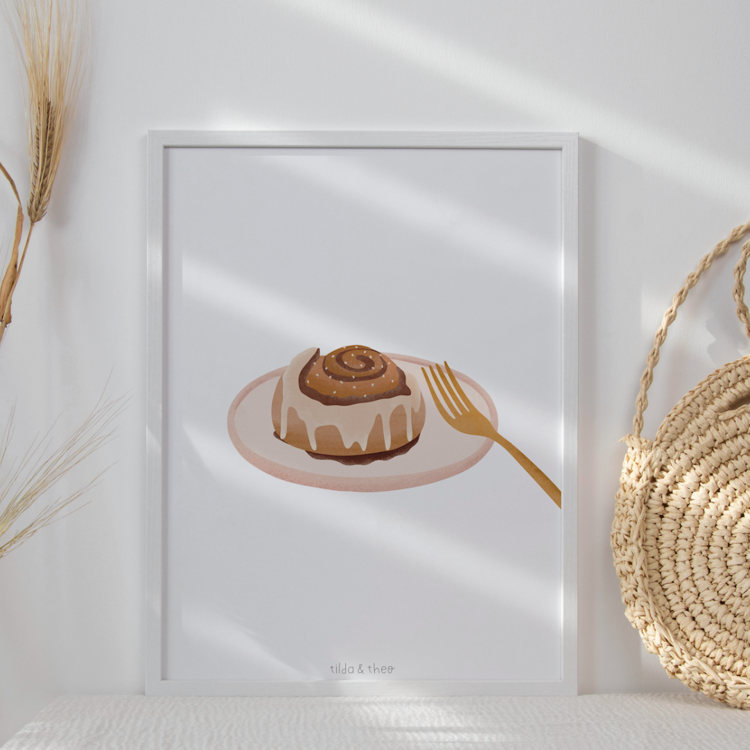 Poster Zimtschnecke Schweden - Kunstdruck FIKA Skandinavien