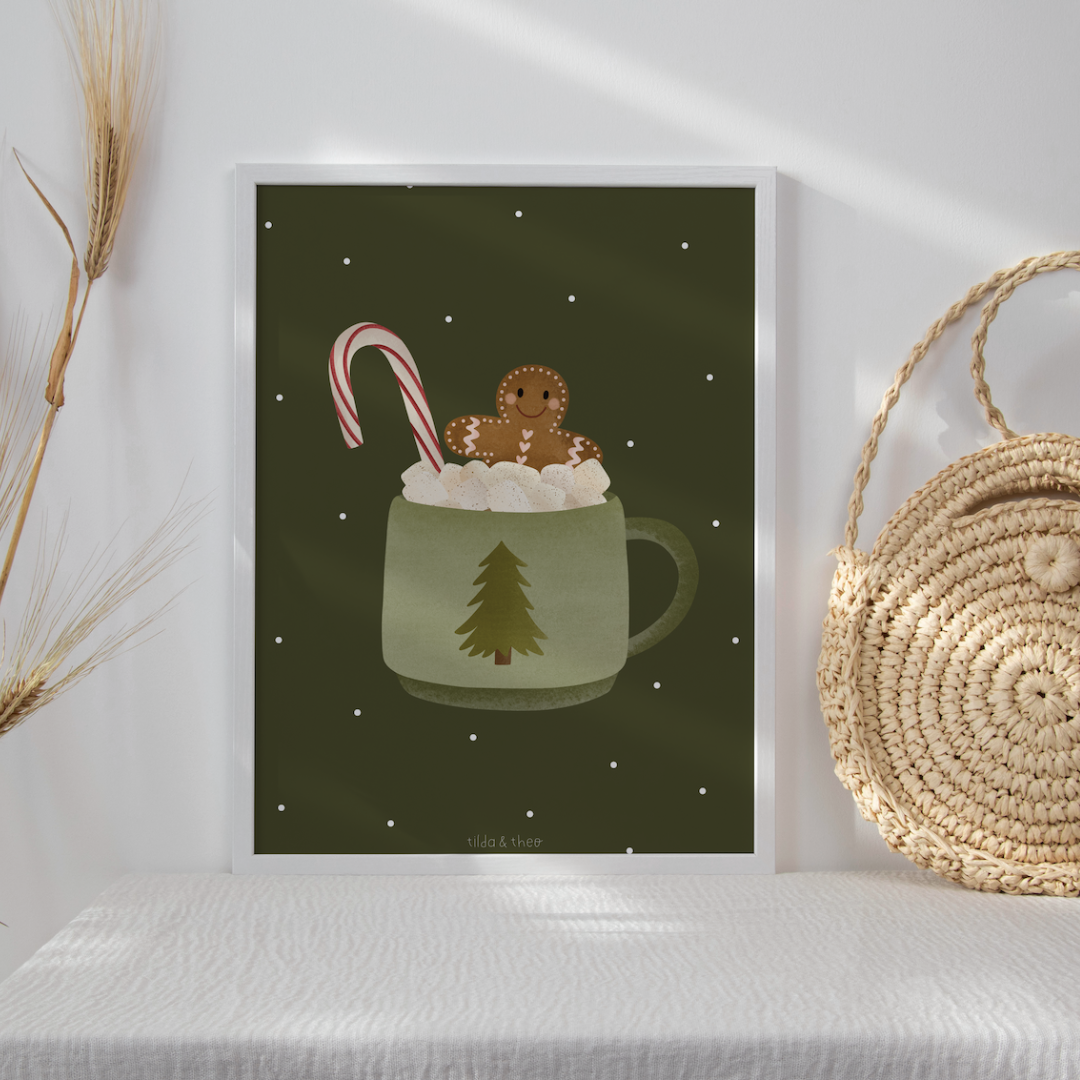 Poster Christmas Hot Chocolate Mug Gingerbread - Wall Decoration Christmas Mug