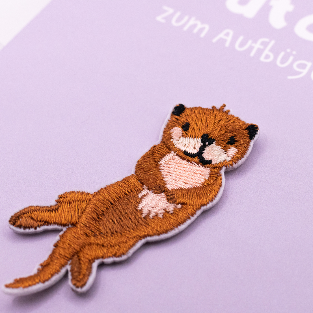 Patch Otter Aufnäher Süßer Tierpatch Shirt bedrucken - Kinder Geschenk Shirt verzieren Iron On Patch Ottergeschenk