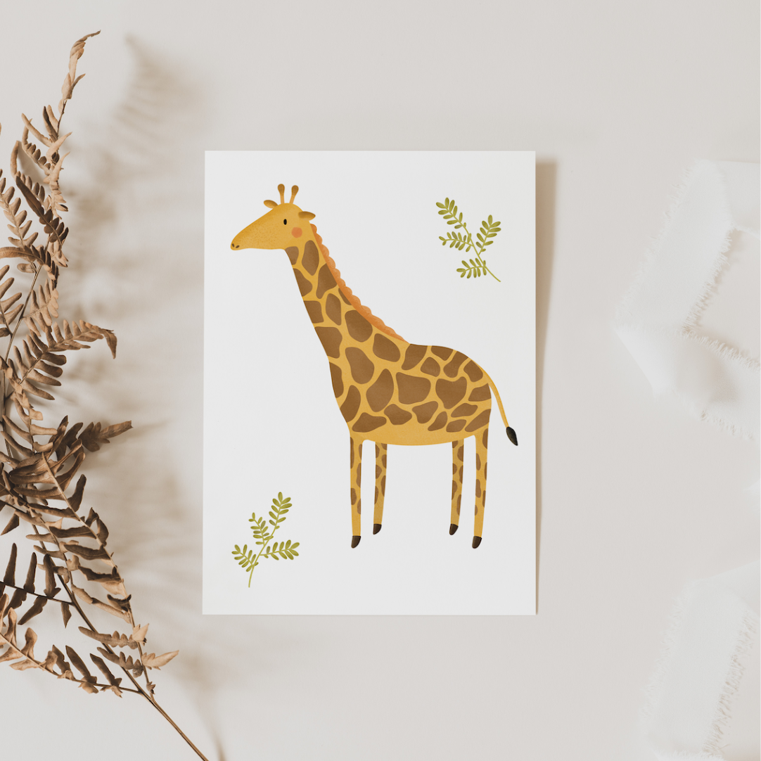 Postkarte Giraffe A6 Postkarte Kinder - Tiere Glückwünsche Geburtstag