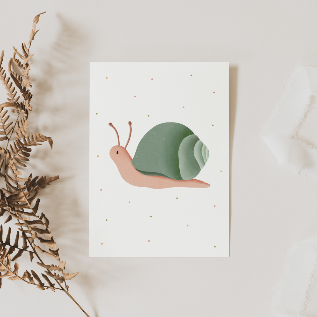 Postcard snail - children's card