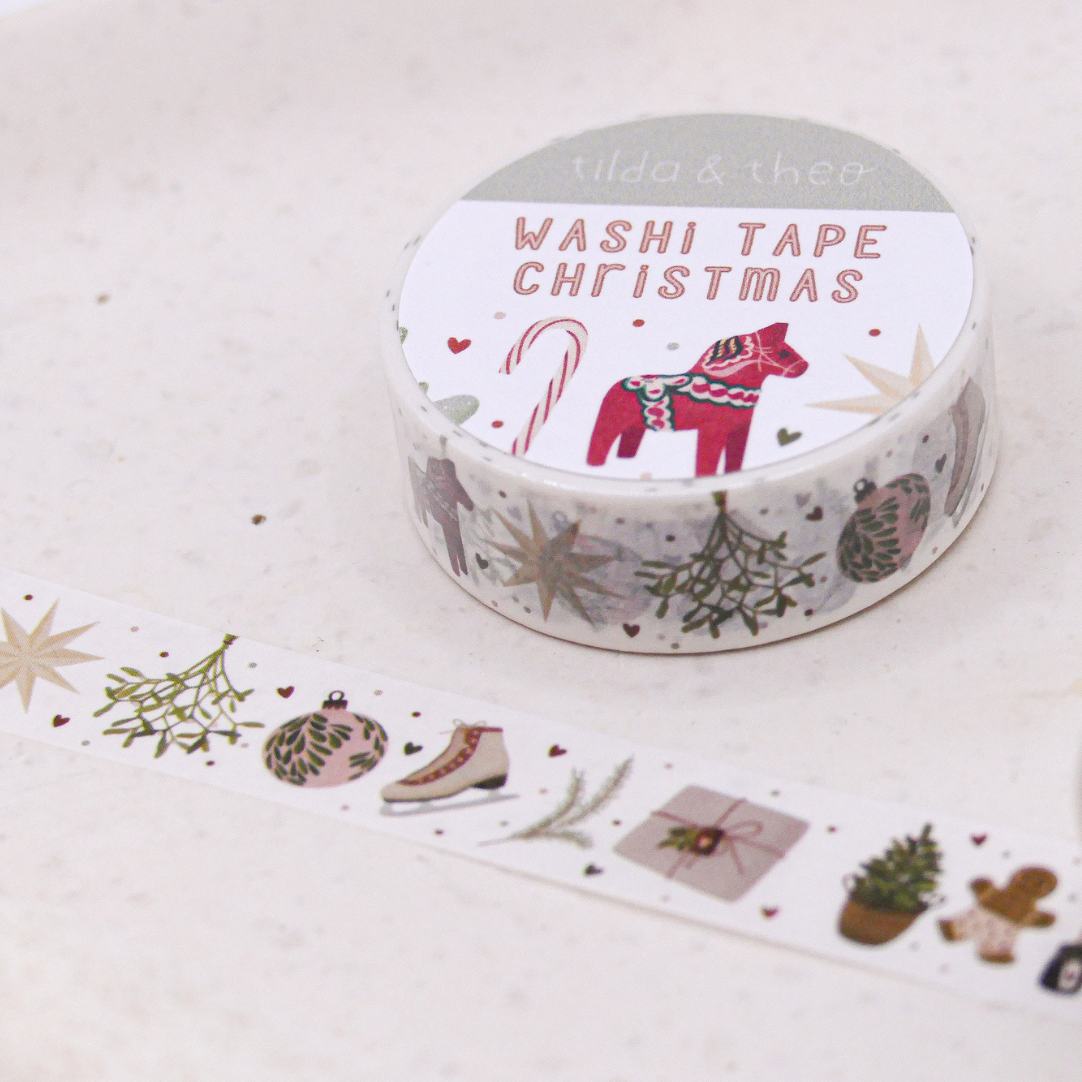 Washi Tape Weihnachten - Klebeband Masking Tape Schweden God Jul