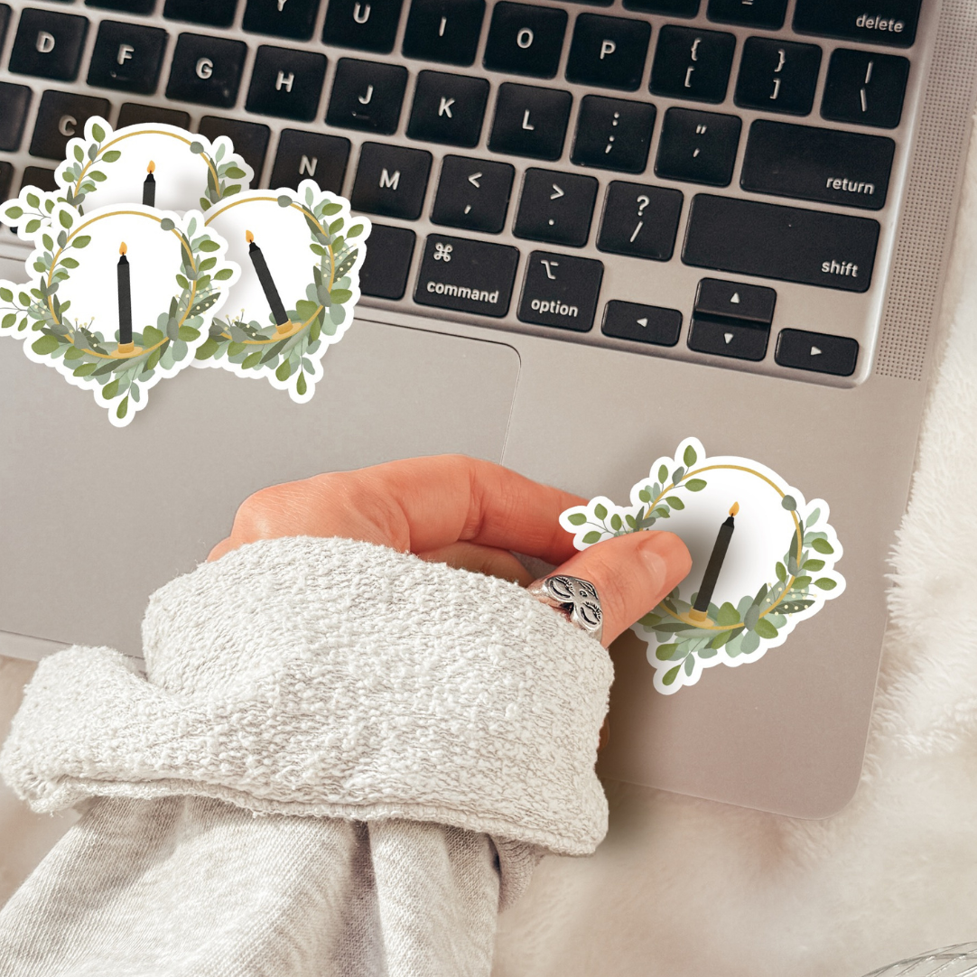 Sticker Türkranz Eukalyptus Vinyl - Aufkleber Weihnachten Kranz Kiss Cut