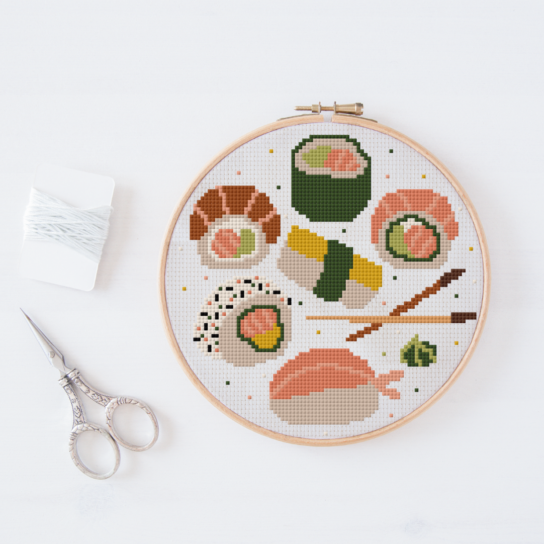 Sushi Cross Stitch Pattern PDF - Nigiri Sushi Kreuzstich-Vorlage Japan