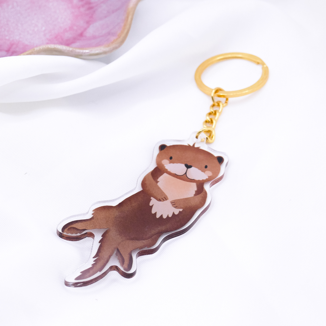 Schlüsselanhänger Otter Tier Acryl - Geschenk Einzug Fischotter süßer Schlüsselanhänger