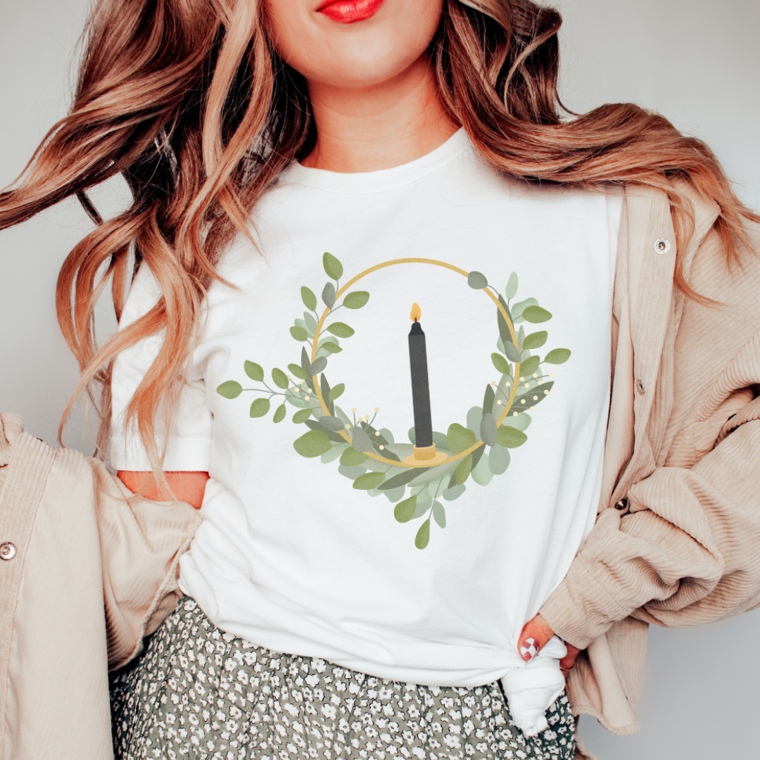 T-Shirt Weihnachten Türkranz Eukalyptus - BIOBAUMWOLLE Christmas Wreath Winter Shirt