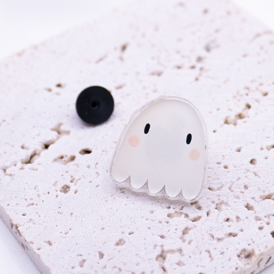 Pin Geist Halloween Acryl - Geschenk Herbst Skandinavien Brosche Geister