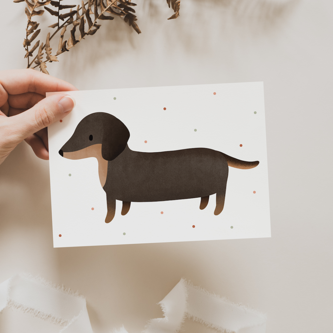 Postkarte Dackel Hund Hunderasse - A6 Geburtstag Dachshund