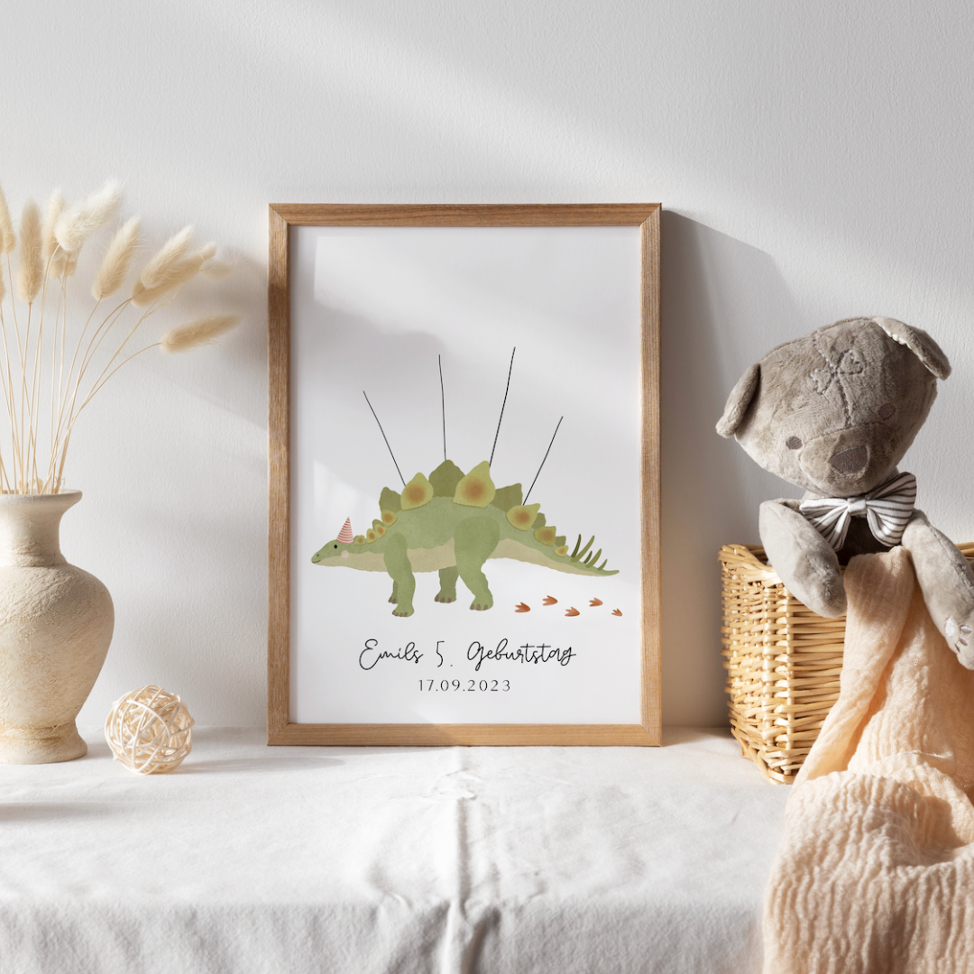 Guestbook Birthday Dino - fingerprint guestbook dinosaur