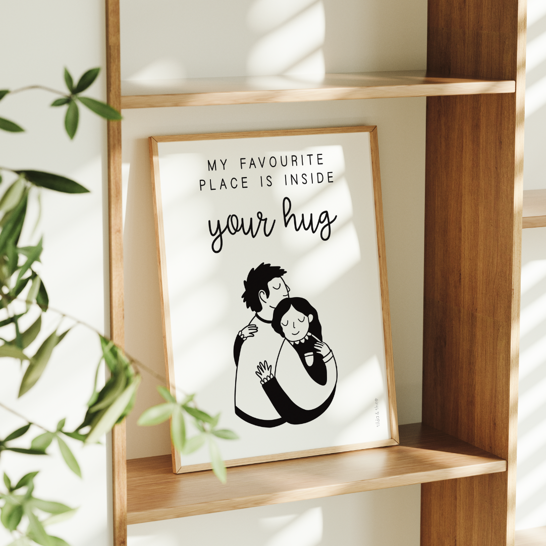 Couple Hug Poster - Wedding/Anniversary Poster