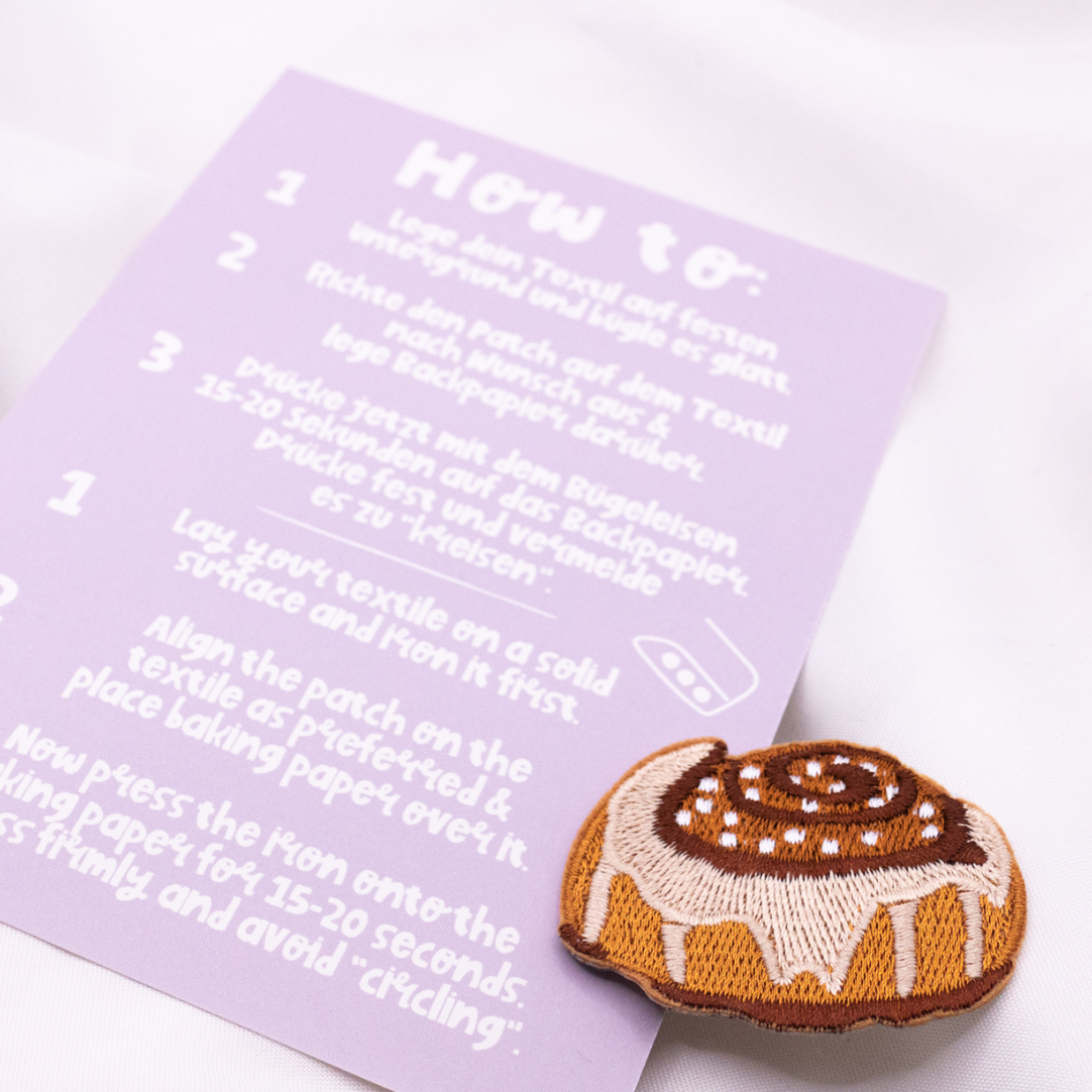 Patch Zimtschnecke Aufnäher Schweden Shirt bedrucken - Kanelbulle Geschenk Shirt verzieren Iron On Patch Schwedengeschenk