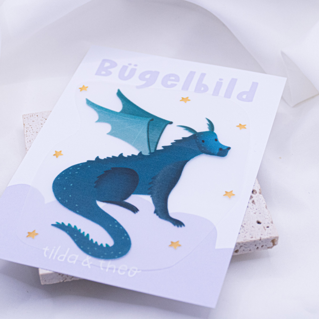 Bügelbild Drache Magie Aufnäher - Geschenk Shirt verzieren Drache Kindershirt