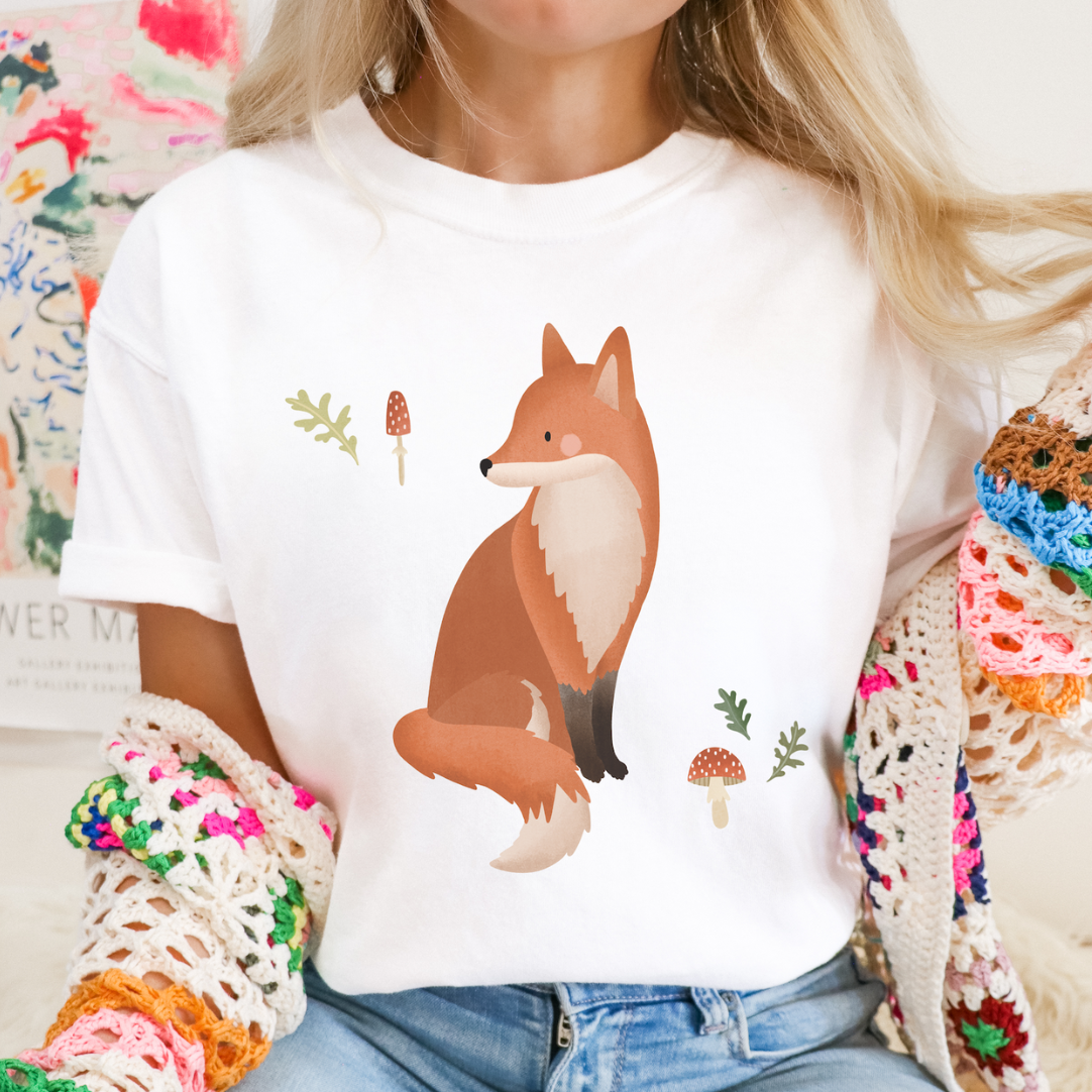 Tshirt Fuchs Waldtiere - BIOBAUMWOLLE Geschenkidee Füchse Shirt