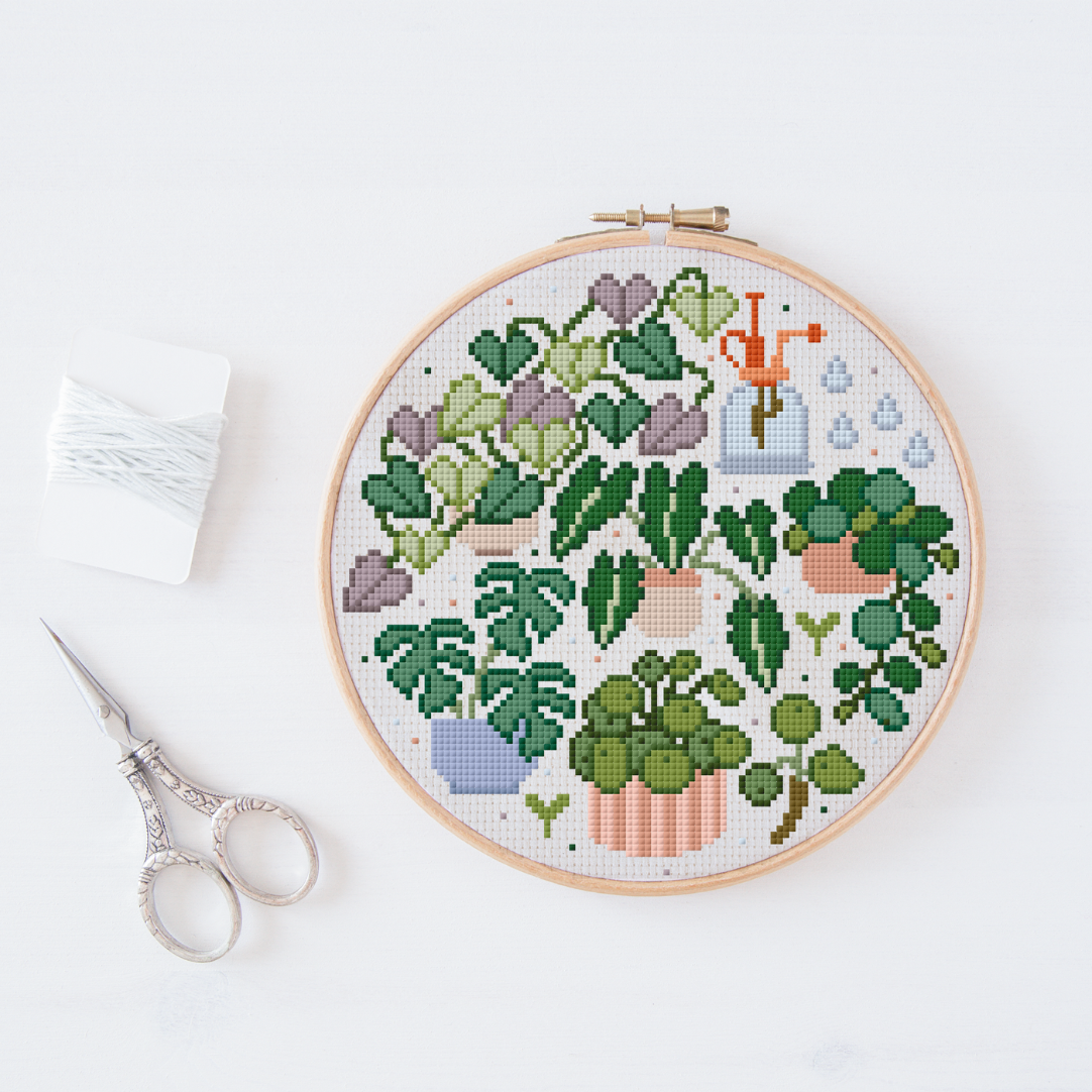 Cross Stitch Pattern Pflanzen PDF Plant Lover - Zimmerpflanzen Kreuzstich Vorlage - Stickvorlage Kreuzstich Motiv modern Monstera