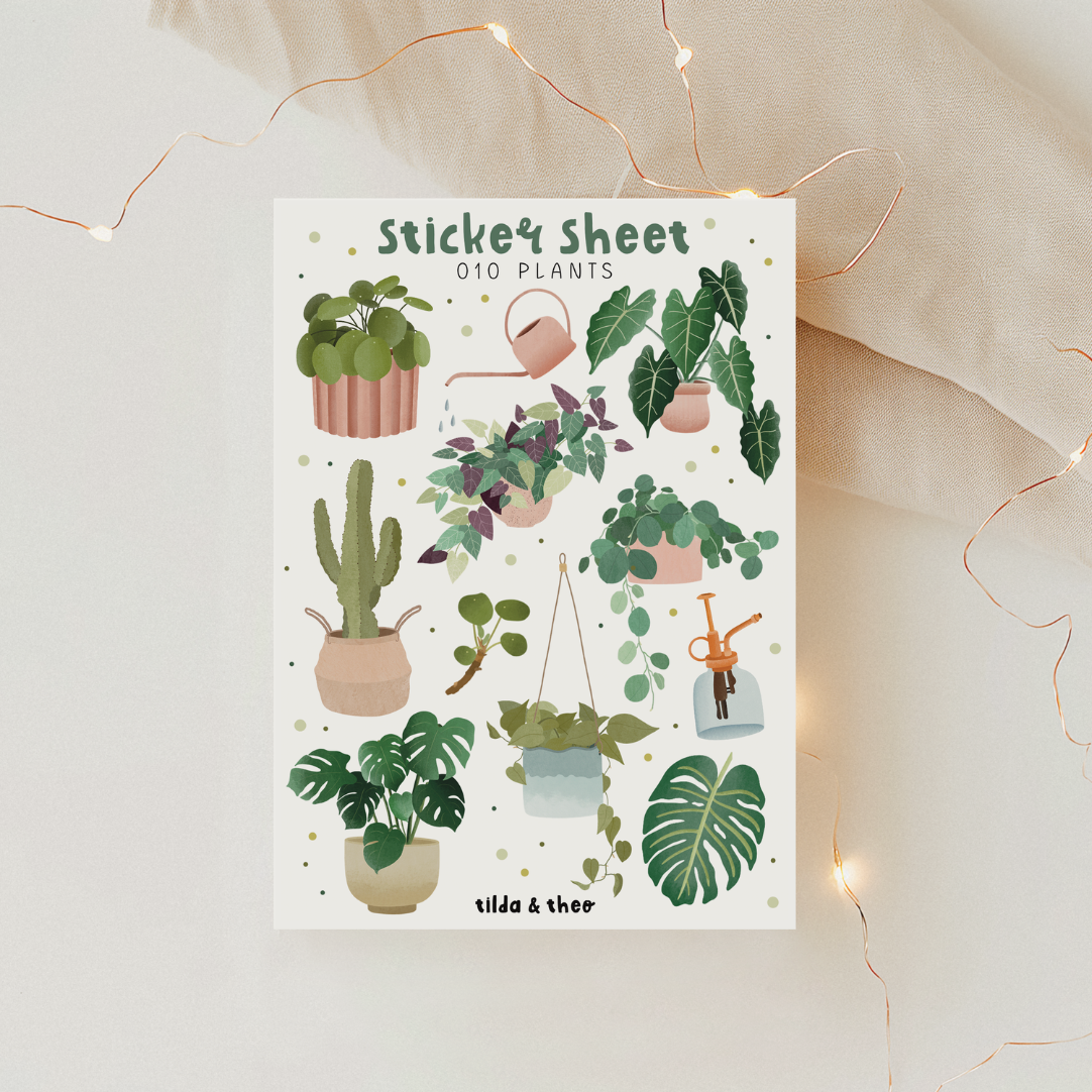 Sticker Sheet Pflanzen Zimmerpflanzen Stickerbogen Monstera 010 - Aufkleber Kalender Topfpflanze