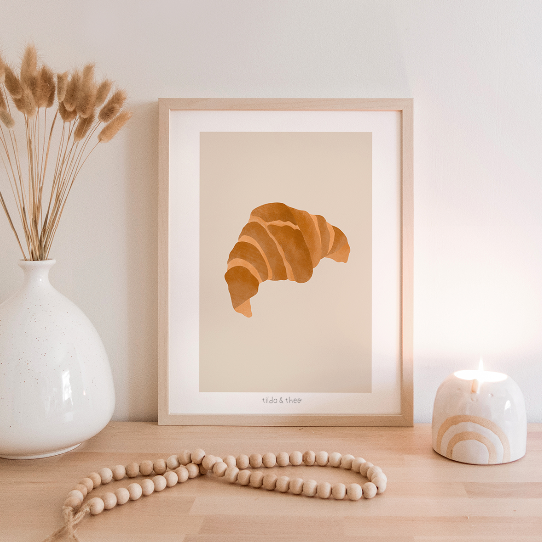 Poster Croissant schlicht Frühstück - Kunstdruck Croissant Muster Einzug Küche