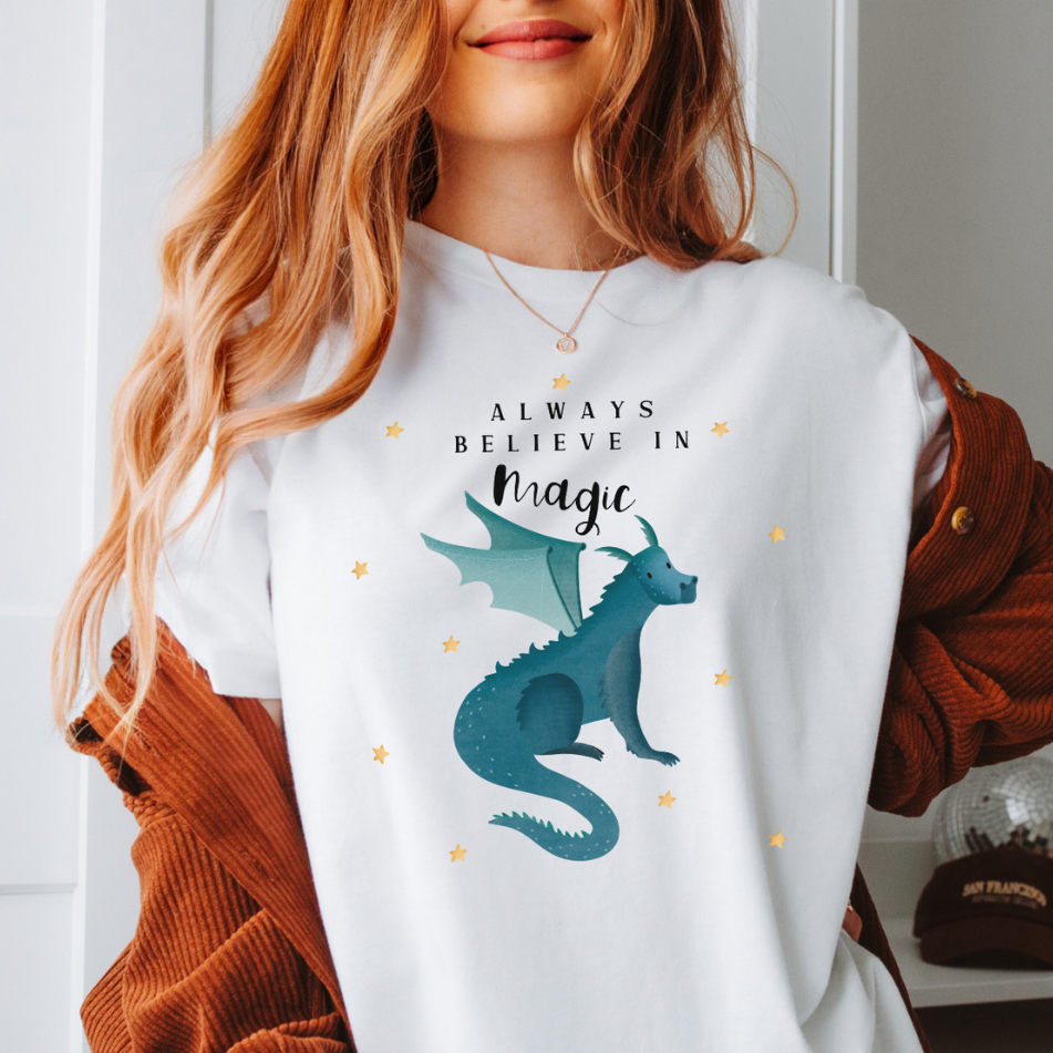 T-Shirt Drache Magic Fantasie - BIOBAUMWOLLE Booklover Magic Shirt